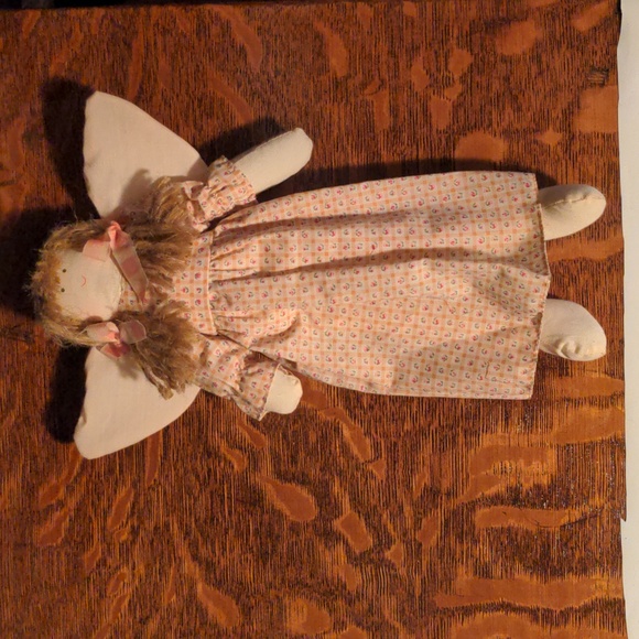 Primitive Stuffed Angel Wall Hanging Peachy Pink - Picture 2 of 7